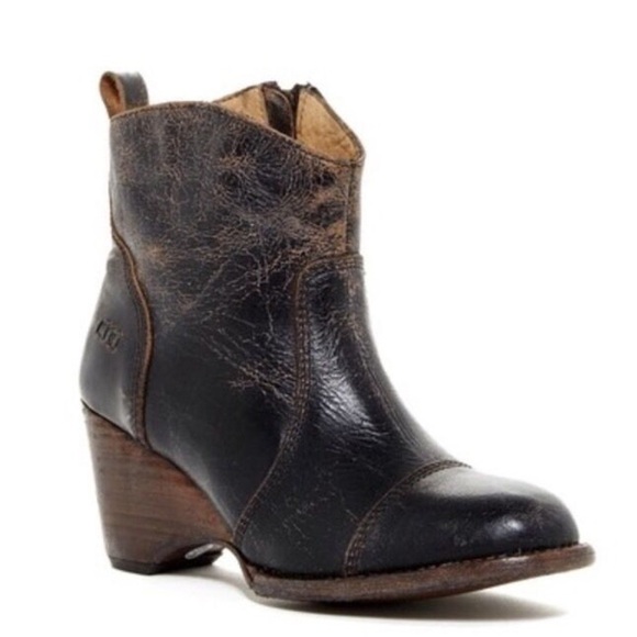 BED STU GENTRY WEDGE BLACK LUX  BOOTIE BOOTS VINTAGE WESTERN BLACK BOHO Sz 7 - Picture 1 of 15